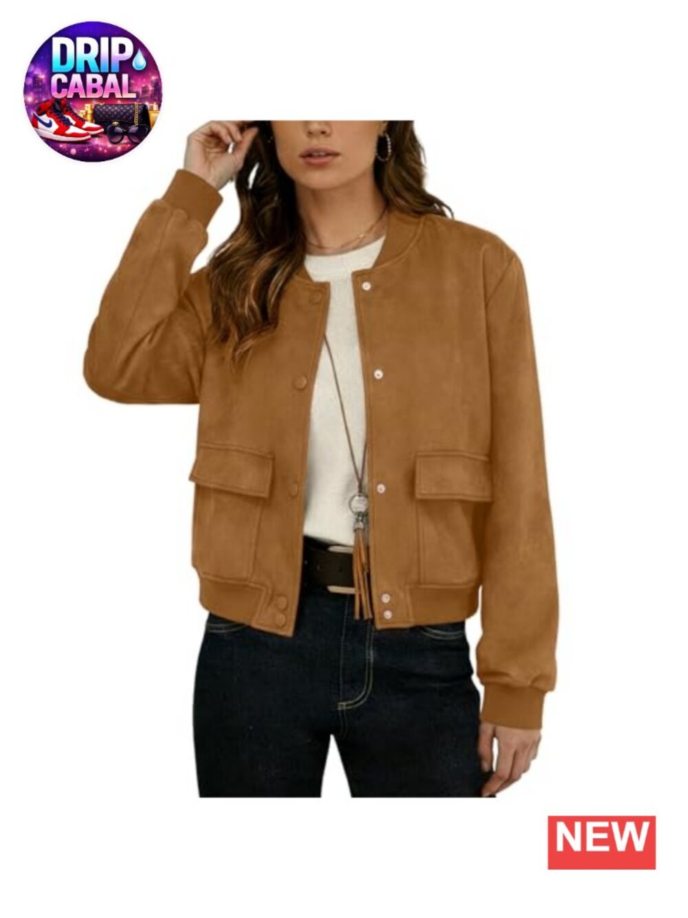 Faux Suede Leather Cropped Bomber Jacket Button Down Baseball Collar